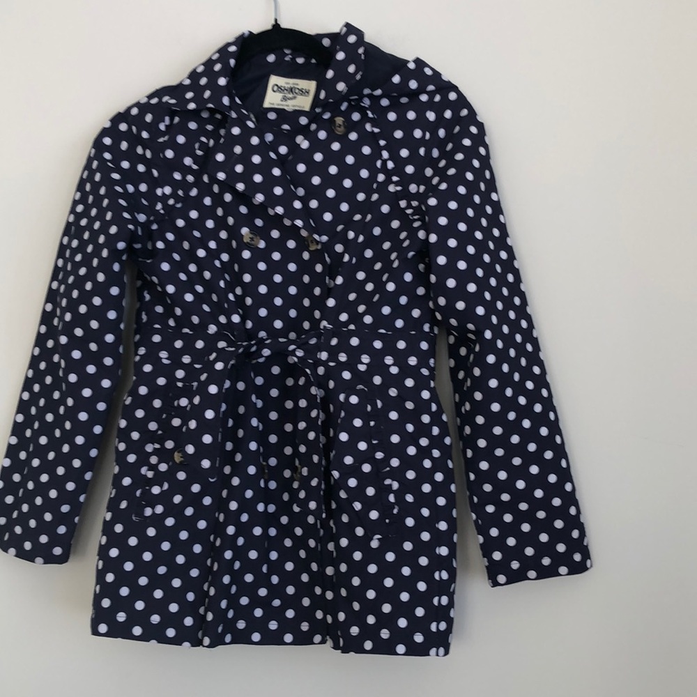 Oshkosh girls navy polka dot ruffle jacket size 12
